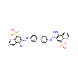 Nc1c(/N=N/c2ccc(-c3ccc(/N=N/c4cc(S(=O)(=O)O)c5ccccc5c4N)cc3)cc2)cc(S(=O)(=O)O)c2ccccc12 ZINC000003830554