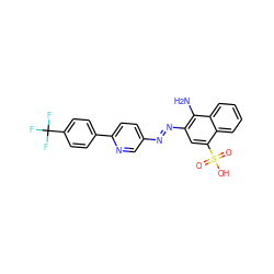 Nc1c(/N=N/c2ccc(-c3ccc(C(F)(F)F)cc3)nc2)cc(S(=O)(=O)O)c2ccccc12 ZINC000223753870