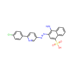 Nc1c(/N=N/c2ccc(-c3ccc(Cl)cc3)nc2)cc(S(=O)(=O)O)c2ccccc12 ZINC000223770945