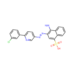 Nc1c(/N=N/c2ccc(-c3cccc(Cl)c3)nc2)cc(S(=O)(=O)O)c2ccccc12 ZINC000223770767