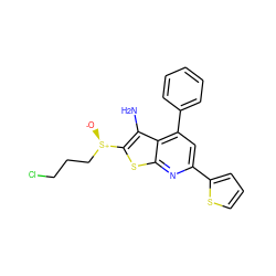 Nc1c([S@+]([O-])CCCCl)sc2nc(-c3cccs3)cc(-c3ccccc3)c12 ZINC001772623720