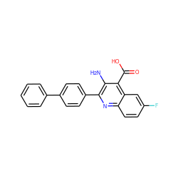 Nc1c(-c2ccc(-c3ccccc3)cc2)nc2ccc(F)cc2c1C(=O)O ZINC000003778824