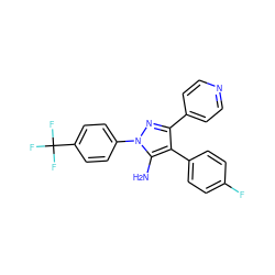 Nc1c(-c2ccc(F)cc2)c(-c2ccncc2)nn1-c1ccc(C(F)(F)F)cc1 ZINC000084633874