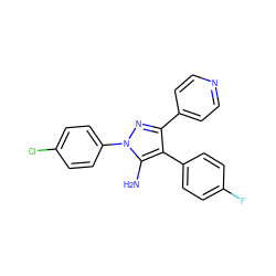 Nc1c(-c2ccc(F)cc2)c(-c2ccncc2)nn1-c1ccc(Cl)cc1 ZINC000084596189