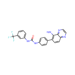 Nc1c(-c2ccc(NC(=O)Nc3cccc(C(F)(F)F)c3)cc2)ccc2nccnc12 ZINC000063298242