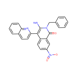 Nc1c(-c2ccc3ccccc3n2)c2ccc([N+](=O)[O-])cc2c(=O)n1Cc1ccccc1 ZINC000001044100