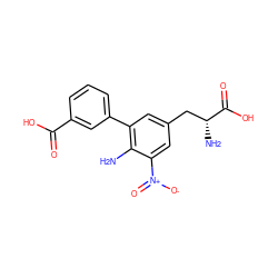 Nc1c(-c2cccc(C(=O)O)c2)cc(C[C@@H](N)C(=O)O)cc1[N+](=O)[O-] ZINC001772636547