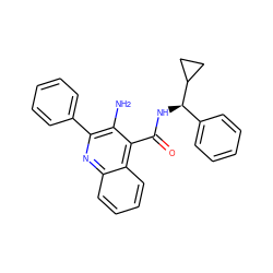 Nc1c(-c2ccccc2)nc2ccccc2c1C(=O)N[C@H](c1ccccc1)C1CC1 ZINC000040409589