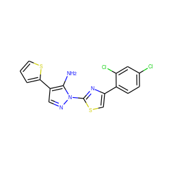 Nc1c(-c2cccs2)cnn1-c1nc(-c2ccc(Cl)cc2Cl)cs1 ZINC000001386178