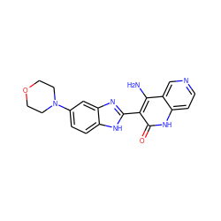 Nc1c(-c2nc3cc(N4CCOCC4)ccc3[nH]2)c(=O)[nH]c2ccncc12 ZINC000000594203