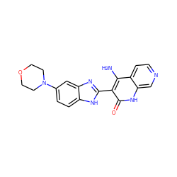 Nc1c(-c2nc3cc(N4CCOCC4)ccc3[nH]2)c(=O)[nH]c2cnccc12 ZINC000036176841