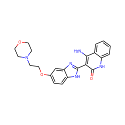 Nc1c(-c2nc3cc(OCCN4CCOCC4)ccc3[nH]2)c(=O)[nH]c2ccccc12 ZINC000040424395