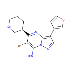 Nc1c(Br)c([C@@H]2CCCNC2)nc2c(-c3ccoc3)cnn12 ZINC000060328034