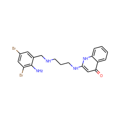 Nc1c(Br)cc(Br)cc1CNCCCNc1cc(=O)c2ccccc2[nH]1 ZINC000013487767