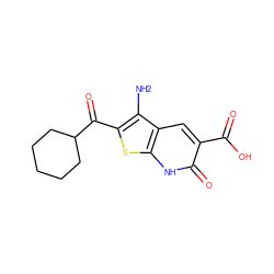 Nc1c(C(=O)C2CCCCC2)sc2[nH]c(=O)c(C(=O)O)cc12 ZINC000028902886