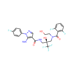 Nc1c(C(=O)NC[C@](O)(CN(CCO)C(=O)c2c(F)cccc2F)C(F)(F)F)cnn1-c1ccc(F)cc1 ZINC000042876088