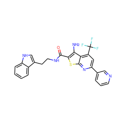 Nc1c(C(=O)NCCc2c[nH]c3ccccc23)sc2nc(-c3cccnc3)cc(C(F)(F)F)c12 ZINC000008748716