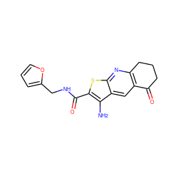 Nc1c(C(=O)NCc2ccco2)sc2nc3c(cc12)C(=O)CCC3 ZINC000002586255