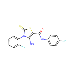 Nc1c(C(=O)Nc2ccc(F)cc2)sc(=S)n1-c1ccccc1F ZINC000003018944