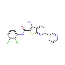 Nc1c(C(=O)Nc2cccc(Cl)c2Cl)sc2nc(-c3cccnc3)ccc12 ZINC000008680020