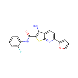 Nc1c(C(=O)Nc2ccccc2F)sc2nc(-c3ccco3)ccc12 ZINC000017360071