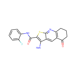 Nc1c(C(=O)Nc2ccccc2F)sc2nc3c(cc12)C(=O)CCC3 ZINC000002225034