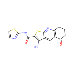 Nc1c(C(=O)Nc2nccs2)sc2nc3c(cc12)C(=O)CCC3 ZINC000001817764