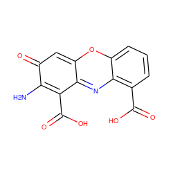 Nc1c(C(=O)O)c2nc3c(C(=O)O)cccc3oc-2cc1=O ZINC000004096852