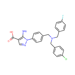 Nc1c(C(=O)O)cnn1-c1ccc(CN(Cc2ccc(F)cc2)Cc2ccc(Cl)cc2)cc1 ZINC001772605964