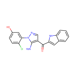 Nc1c(C(=O)c2cc3ccccc3[nH]2)cnn1-c1cc(O)ccc1Cl ZINC001772600764