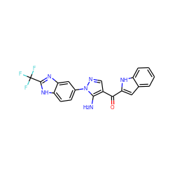 Nc1c(C(=O)c2cc3ccccc3[nH]2)cnn1-c1ccc2[nH]c(C(F)(F)F)nc2c1 ZINC000149967786