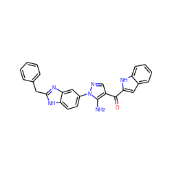 Nc1c(C(=O)c2cc3ccccc3[nH]2)cnn1-c1ccc2[nH]c(Cc3ccccc3)nc2c1 ZINC000149900965