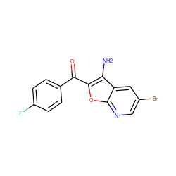 Nc1c(C(=O)c2ccc(F)cc2)oc2ncc(Br)cc12 ZINC000071282303