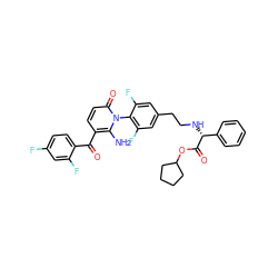 Nc1c(C(=O)c2ccc(F)cc2F)ccc(=O)n1-c1c(F)cc(CCN[C@@H](C(=O)OC2CCCC2)c2ccccc2)cc1F ZINC000139207306