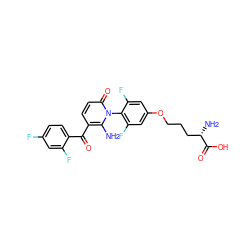 Nc1c(C(=O)c2ccc(F)cc2F)ccc(=O)n1-c1c(F)cc(OCCC[C@H](N)C(=O)O)cc1F ZINC000138375213