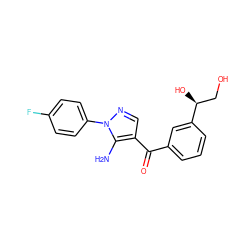 Nc1c(C(=O)c2cccc([C@@H](O)CO)c2)cnn1-c1ccc(F)cc1 ZINC000013683090