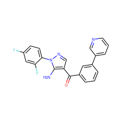 Nc1c(C(=O)c2cccc(-c3cccnc3)c2)cnn1-c1ccc(F)cc1F ZINC000013683060