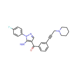 Nc1c(C(=O)c2cccc(C#CCN3CCCCC3)c2)cnn1-c1ccc(F)cc1 ZINC000013683040