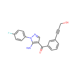 Nc1c(C(=O)c2cccc(C#CCO)c2)cnn1-c1ccc(F)cc1 ZINC000013683032