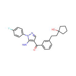 Nc1c(C(=O)c2cccc(CCC3(O)CCCC3)c2)cnn1-c1ccc(F)cc1 ZINC000013683081