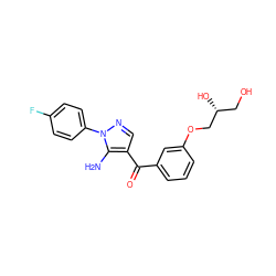 Nc1c(C(=O)c2cccc(OC[C@H](O)CO)c2)cnn1-c1ccc(F)cc1 ZINC000013683103