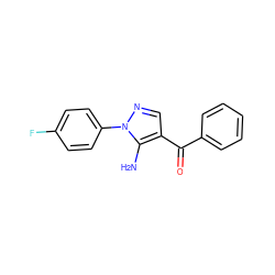 Nc1c(C(=O)c2ccccc2)cnn1-c1ccc(F)cc1 ZINC000013682996