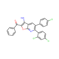 Nc1c(C(=O)c2ccccc2)oc2nc(-c3ccc(Cl)cc3Cl)c(-c3ccc(Cl)cc3)cc12 ZINC000003938515