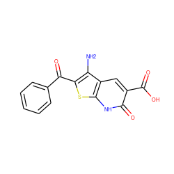 Nc1c(C(=O)c2ccccc2)sc2[nH]c(=O)c(C(=O)O)cc12 ZINC000000552573