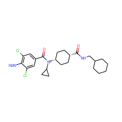 Nc1c(Cl)cc(C(=O)N(C2CC2)[C@H]2CC[C@@H](C(=O)NCC3CCCCC3)CC2)cc1Cl ZINC000253684698