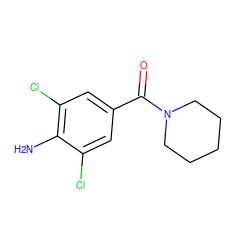 Nc1c(Cl)cc(C(=O)N2CCCCC2)cc1Cl ZINC000036286470