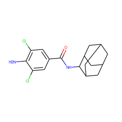 Nc1c(Cl)cc(C(=O)NC2C3CC4CC(C3)CC2C4)cc1Cl ZINC000388533589