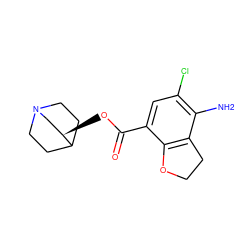 Nc1c(Cl)cc(C(=O)O[C@@H]2CN3CCC2CC3)c2c1CCO2 ZINC000003928547