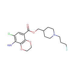 Nc1c(Cl)cc(C(=O)OCC2CCN(CCCF)CC2)c2c1OCCO2 ZINC000103255764