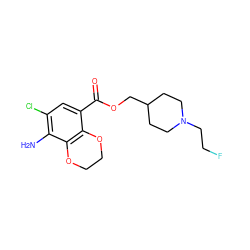 Nc1c(Cl)cc(C(=O)OCC2CCN(CCF)CC2)c2c1OCCO2 ZINC000103255766